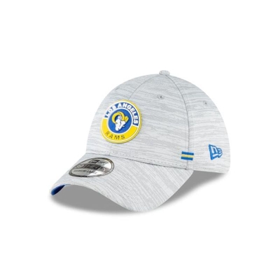 Grey Los Angeles Rams Hat - New Era NFL Official NFL Fall Sideline 39THIRTY Stretch Fit Caps USA8604125